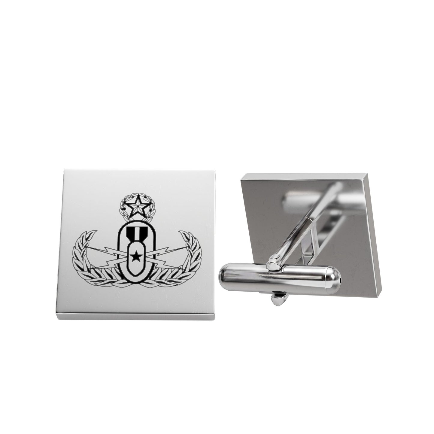 Gold Crest Cufflinks — Engraved Laurel Emblem Formal Accessory