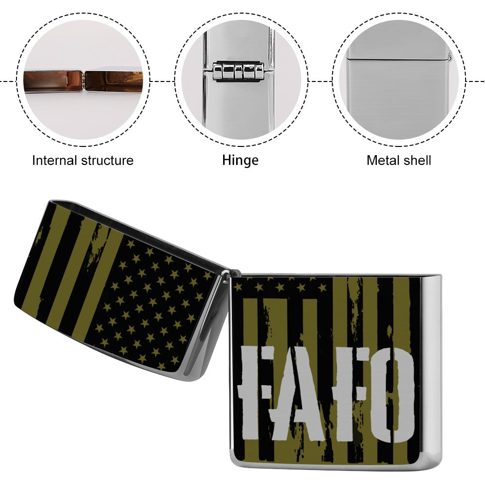 Lighter Casing - "FAFO Vertical American Flag" (Olive)