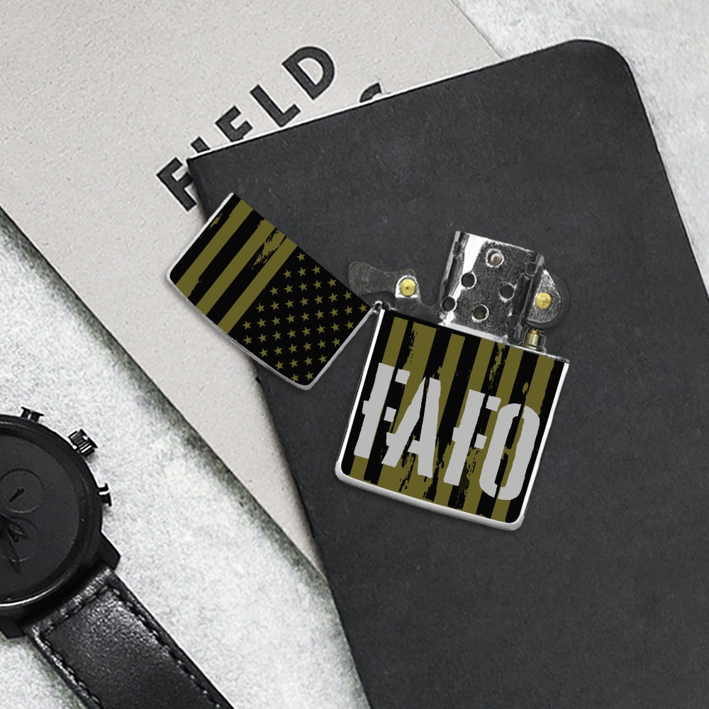 Lighter Casing - "FAFO Vertical American Flag" (Olive)