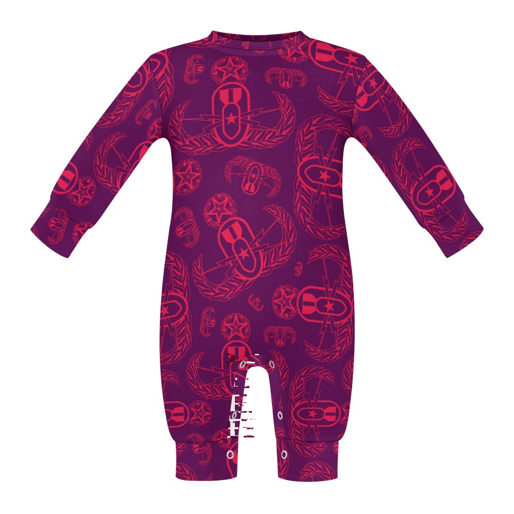 Baby Romper - "EOD Badges X 3" (Coral on Maroon)