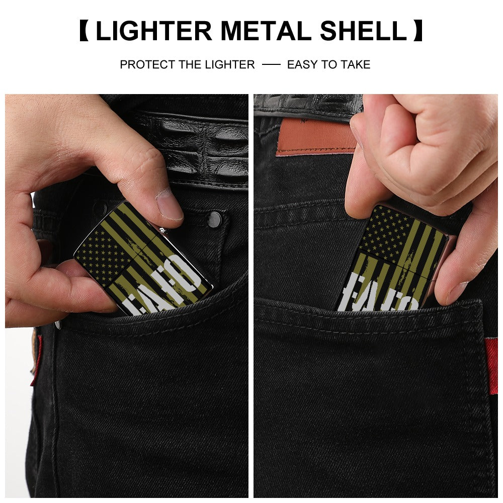 Lighter Casing - "FAFO Vertical American Flag" (Olive)
