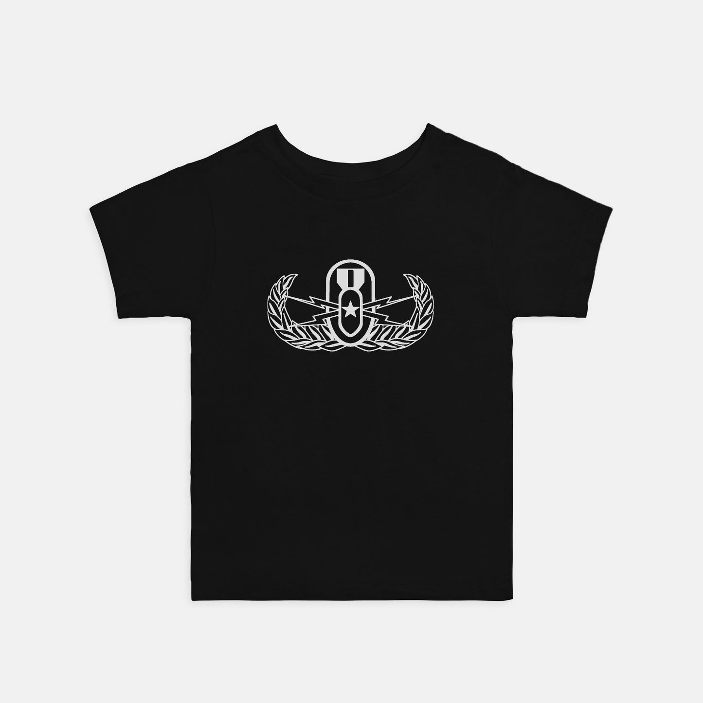Toddler T-shirt - "EOD Senior Badge" (White on Black)