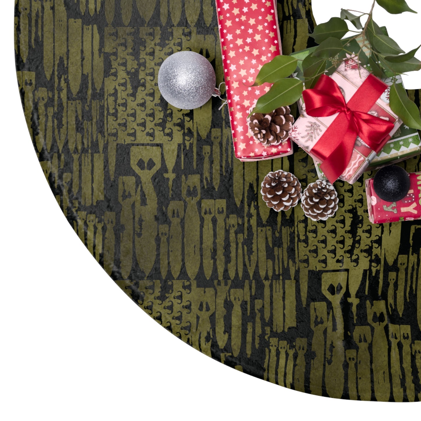 Tree Skirt — "EOD Bomb Flag" (Olive on Black)