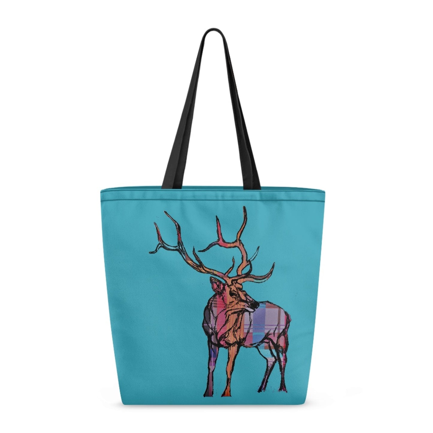 Plaid Elk Tote Bag