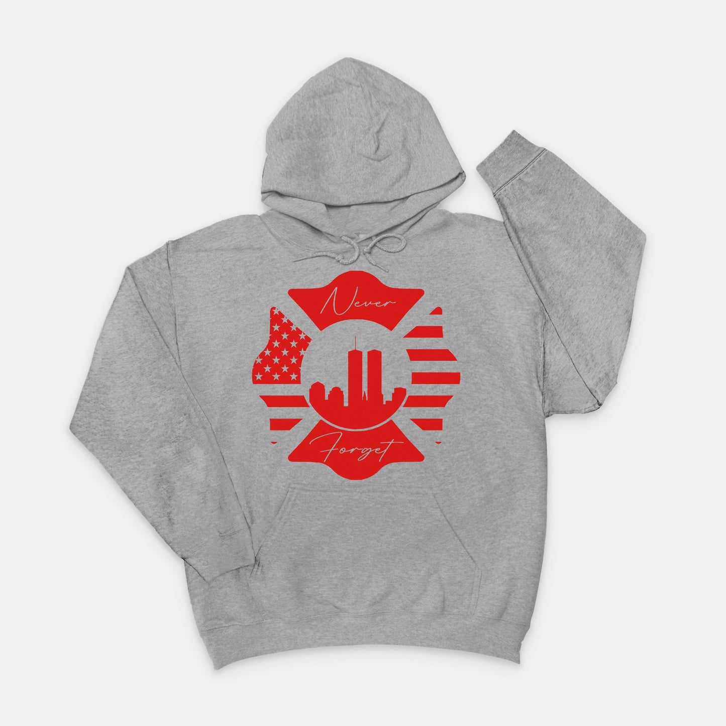 Hoodie - "Never Forget" (Red on Grey)
