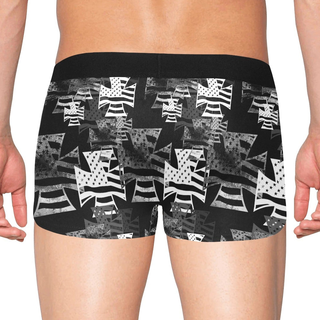 Men's Boxer Briefs with Fly - "American Iron Cross Graffiti"