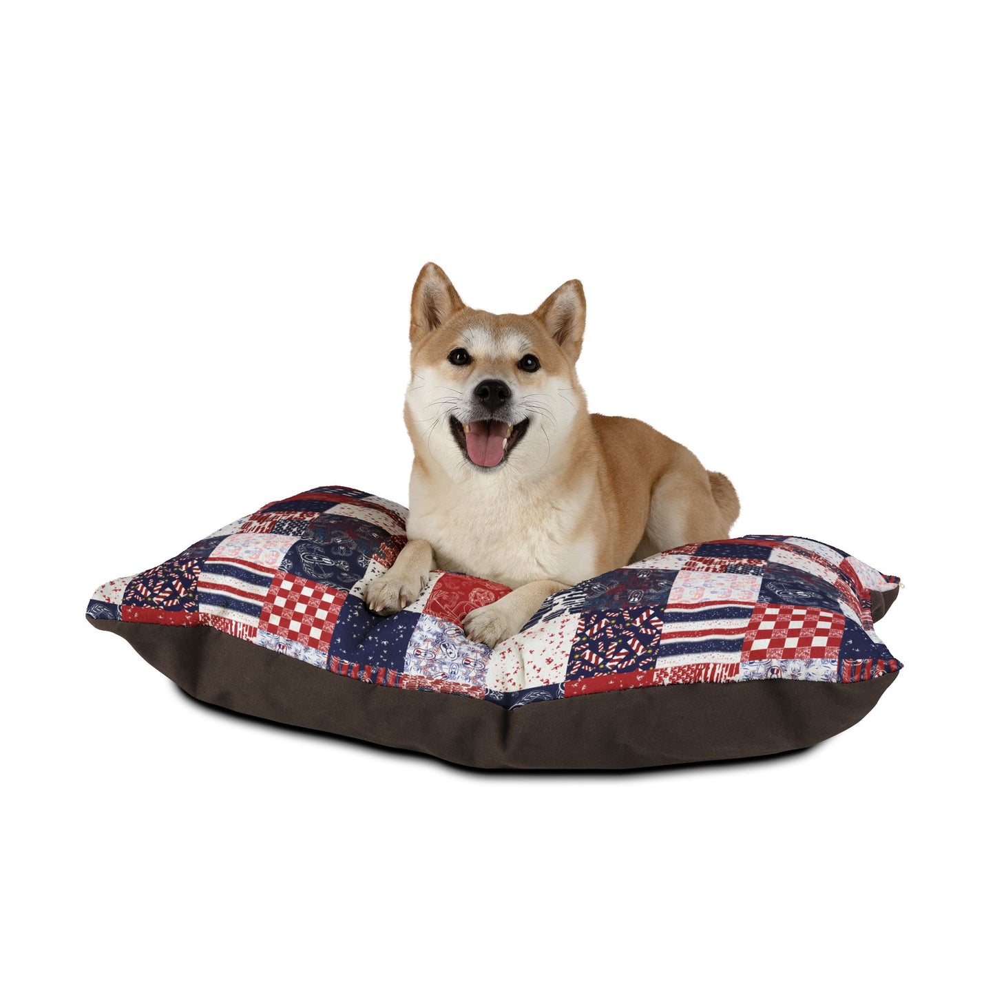 Pet Bed — "EOD Patchwork" (Red, White, & Blue)