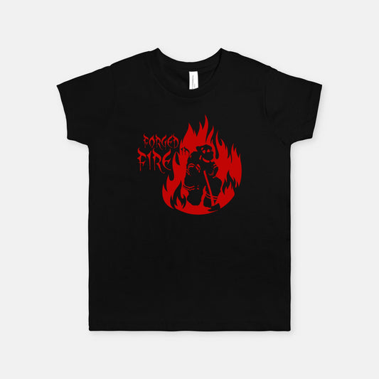Youth T-shirt - "Forged in Fire" (Red on Black)