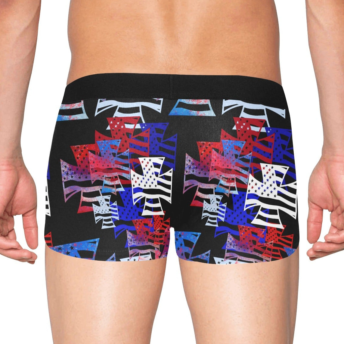 Men's Boxer Briefs with Fly - "American Iron Cross Graffiti" (RWB)