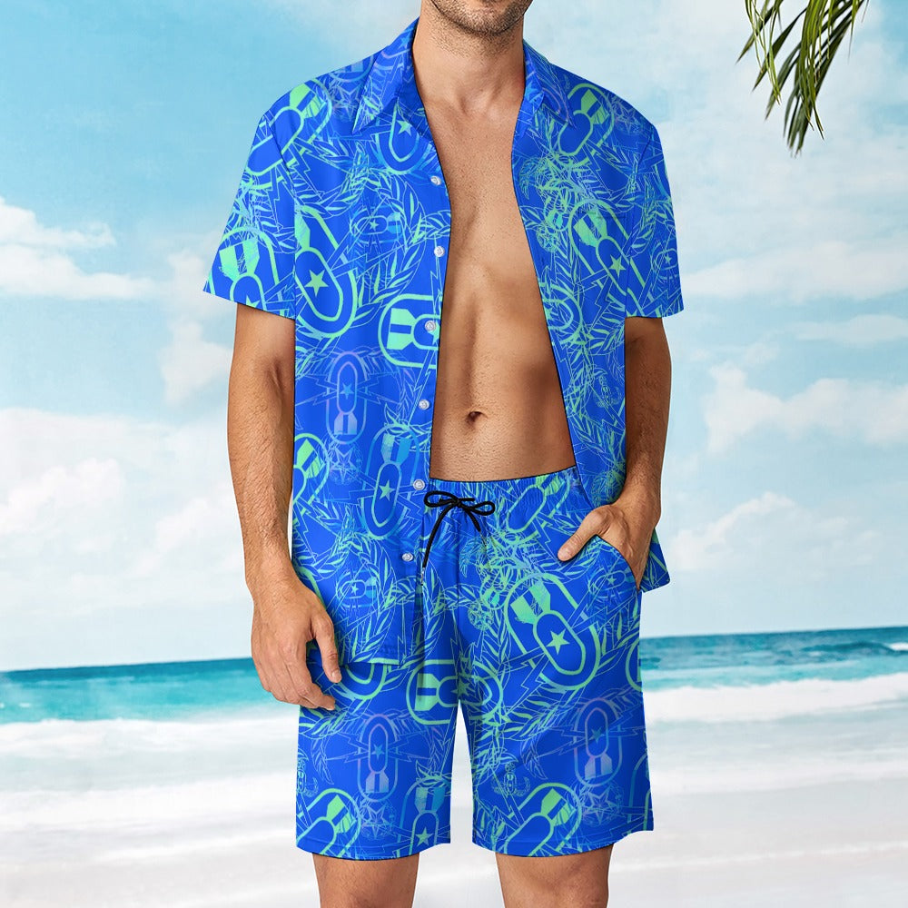 Leisure Beach Suit "It's 5 o'clock Somewhere" (Green on Blue)