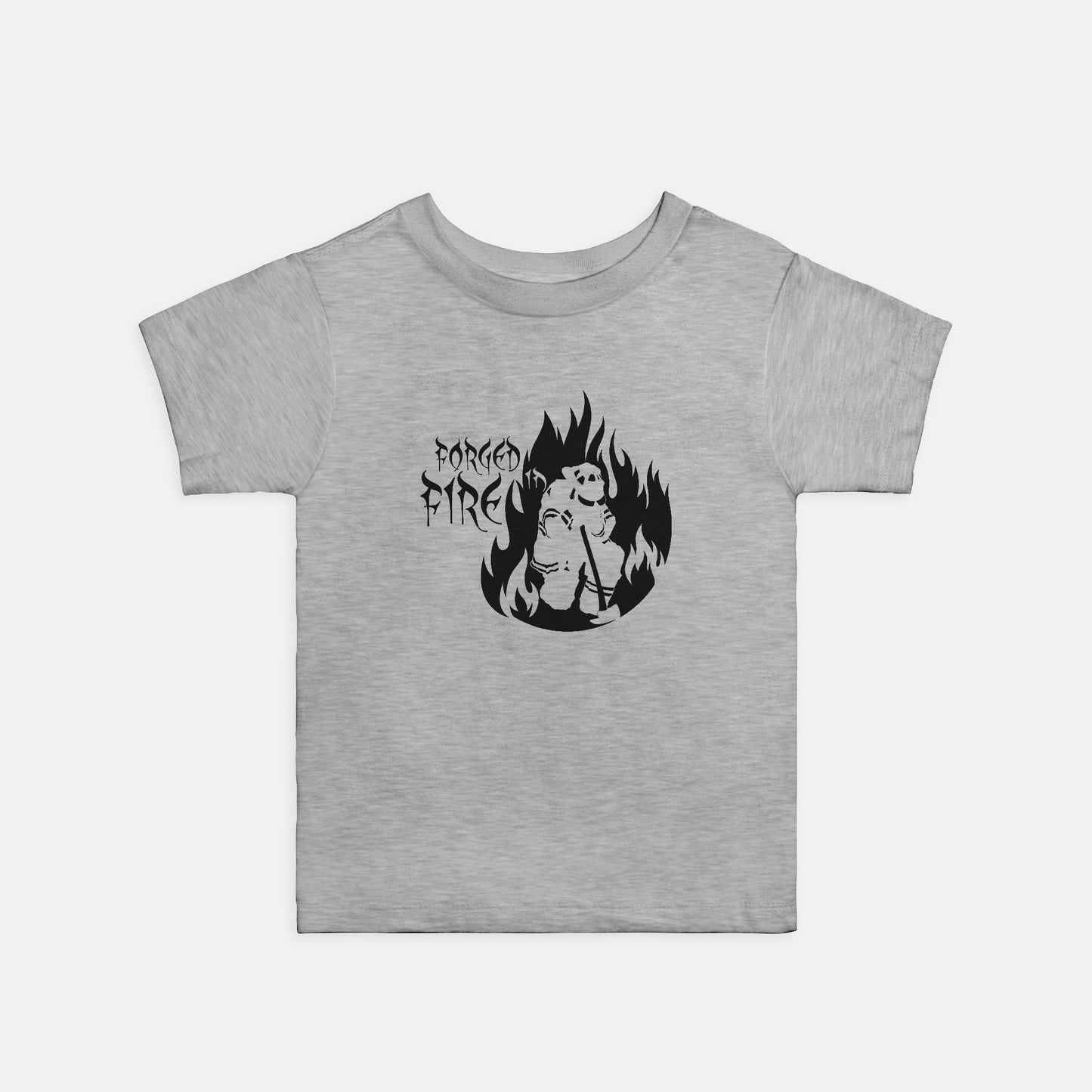Toddler T-shirt - "Forged in Fire" (Black on Grey)