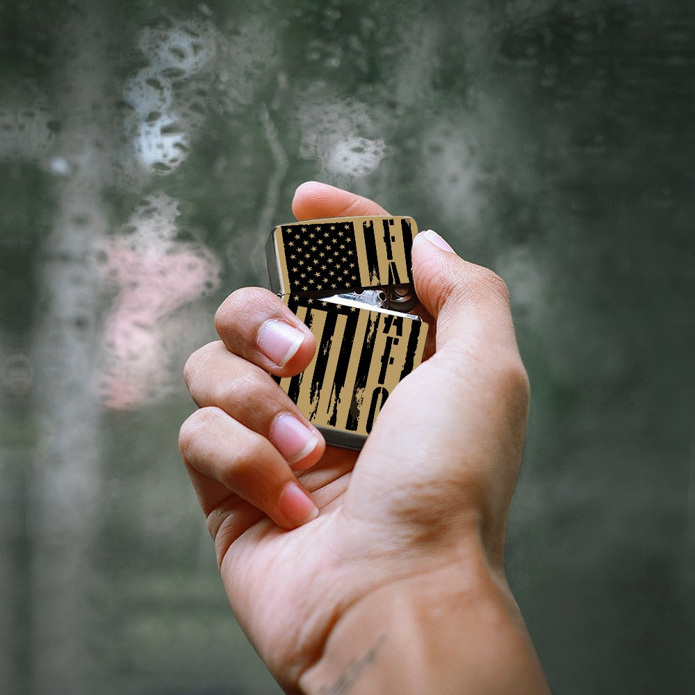 Lighter Casing - "FAFO Vertical American Flag" (Desert)