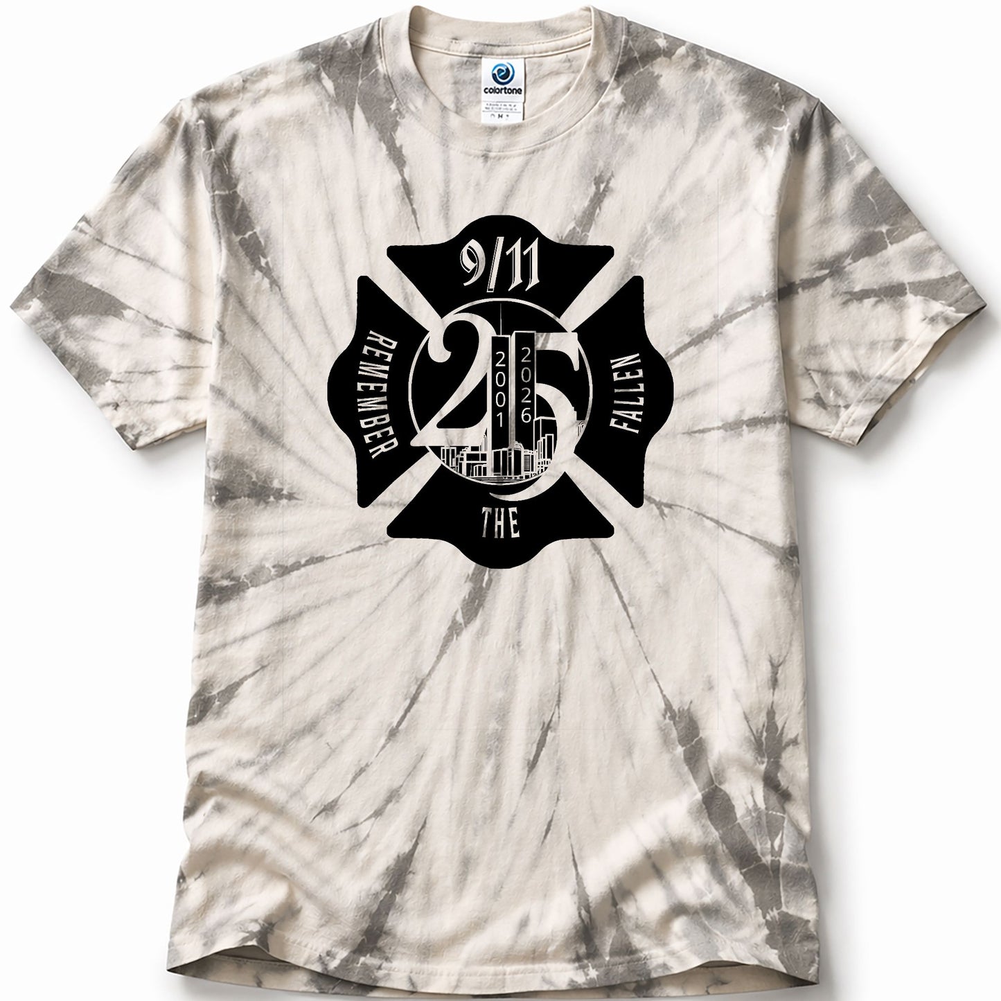 Colortone Tie Dye T-shirt - "Remember the Fallen" (Limited 9/11 25th Year Edition) (Black)