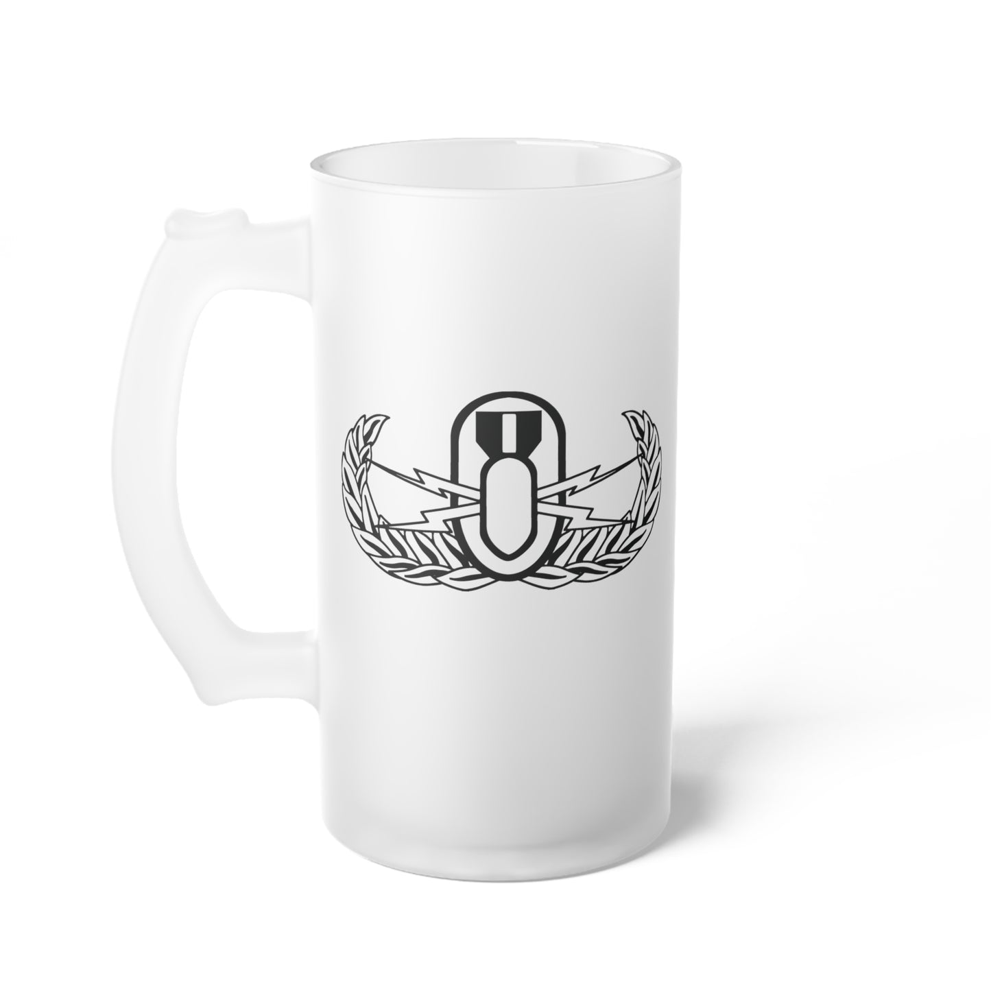 Frosted Glass Beer Mug — Minimal Laurel Star Logo Pint