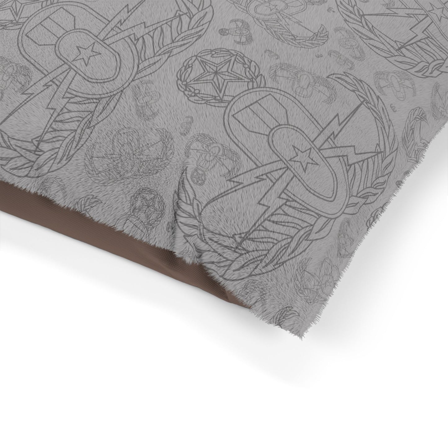 Pet Bed — "EOD Mixed Badges" (Greys)