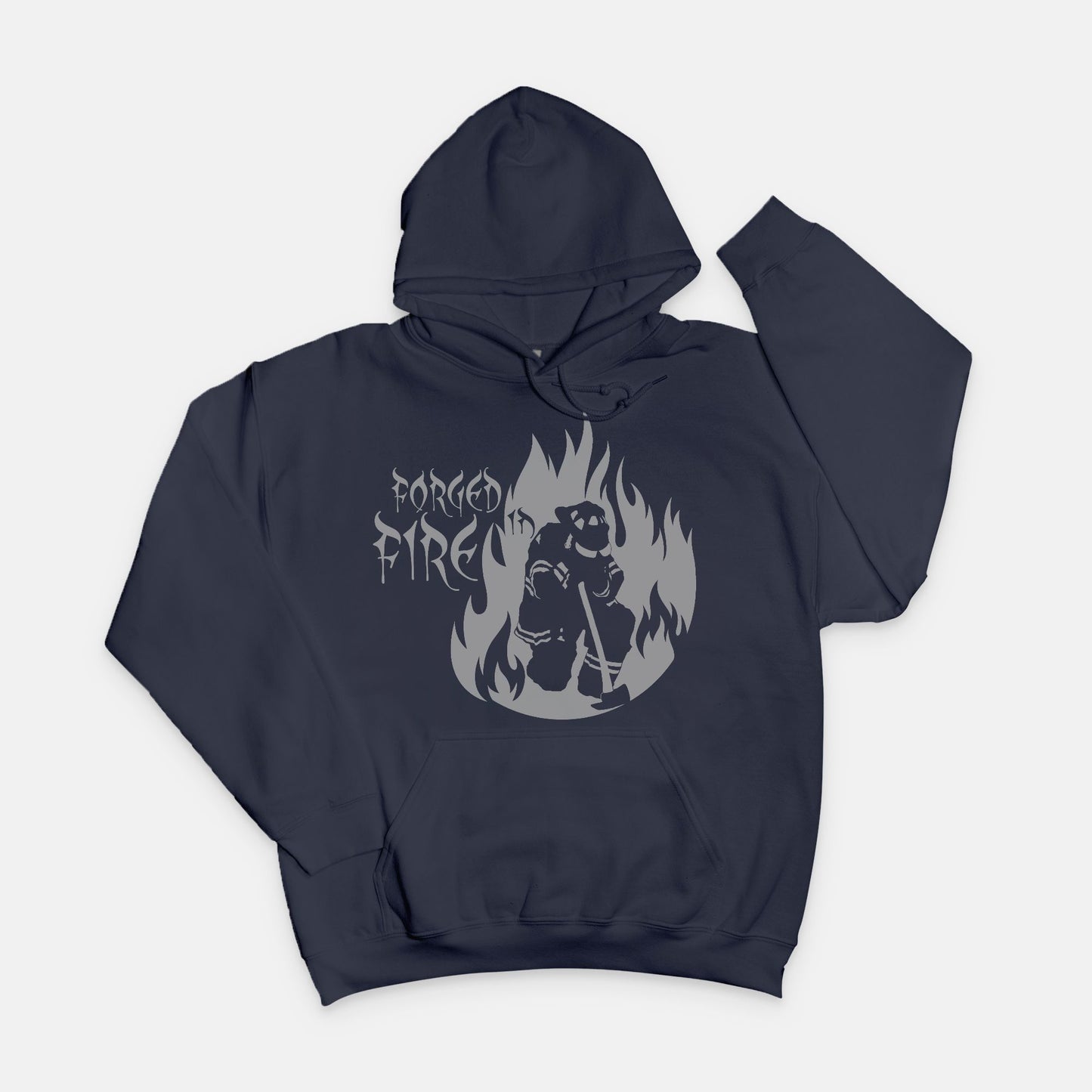 Hoodie - "Forged in Frie" (Grey on Navy)