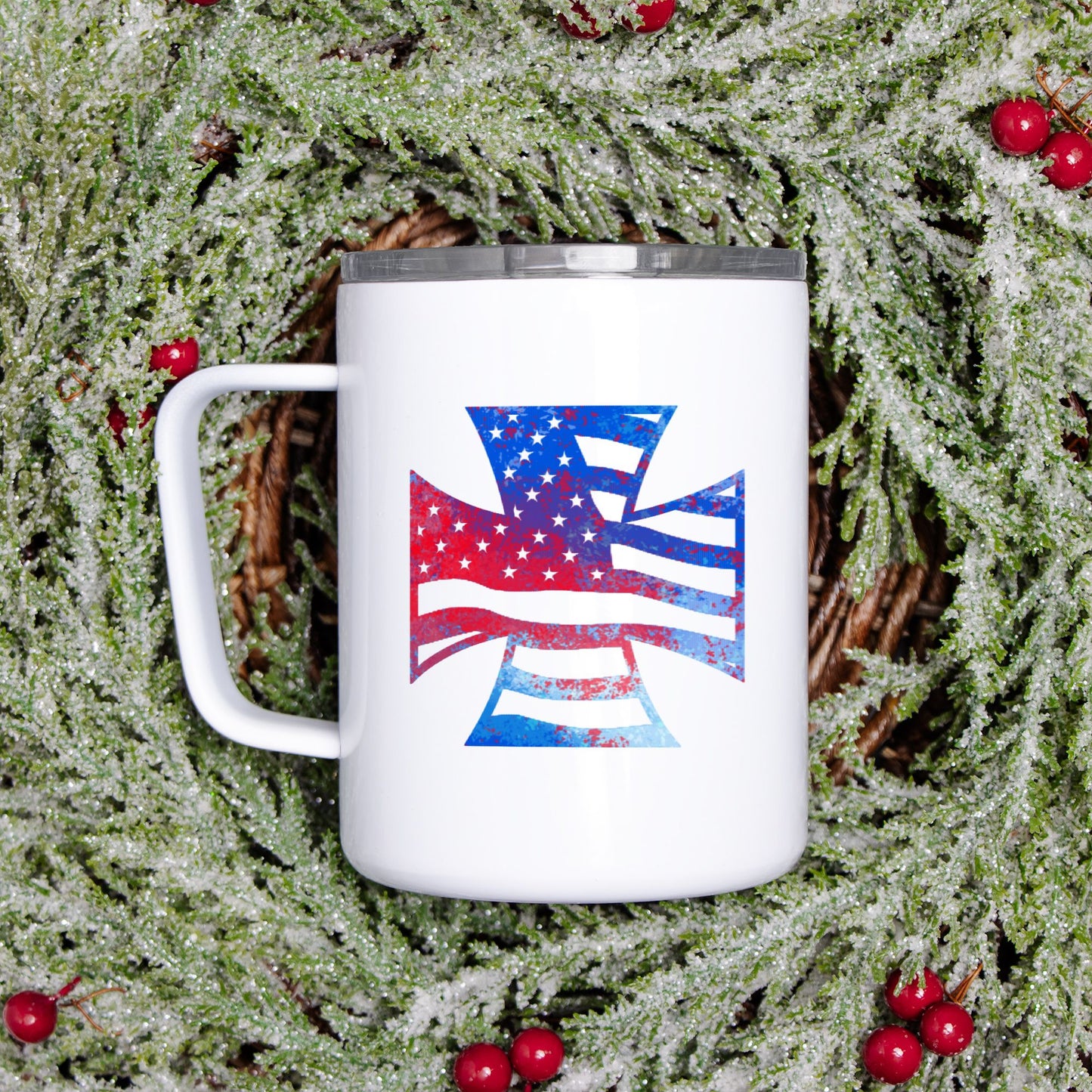 Travel Mug - "American Iron Cross Graffiti" (RWB)