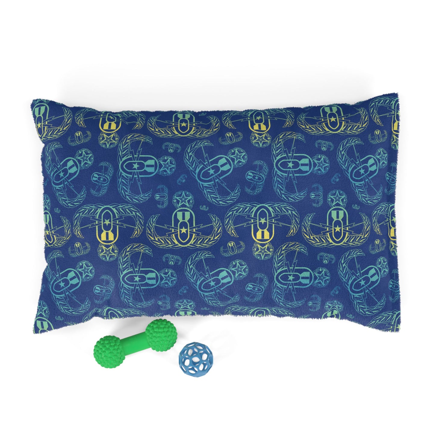 Pet Bed — "EOD BOMBre" (Blue/Turquoise/Yellow)