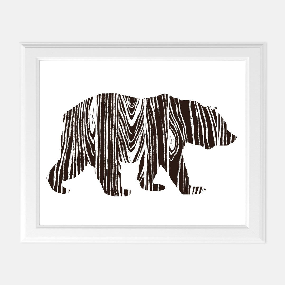 Print (8" x10") - "Wood Grain Bear" (Brown)