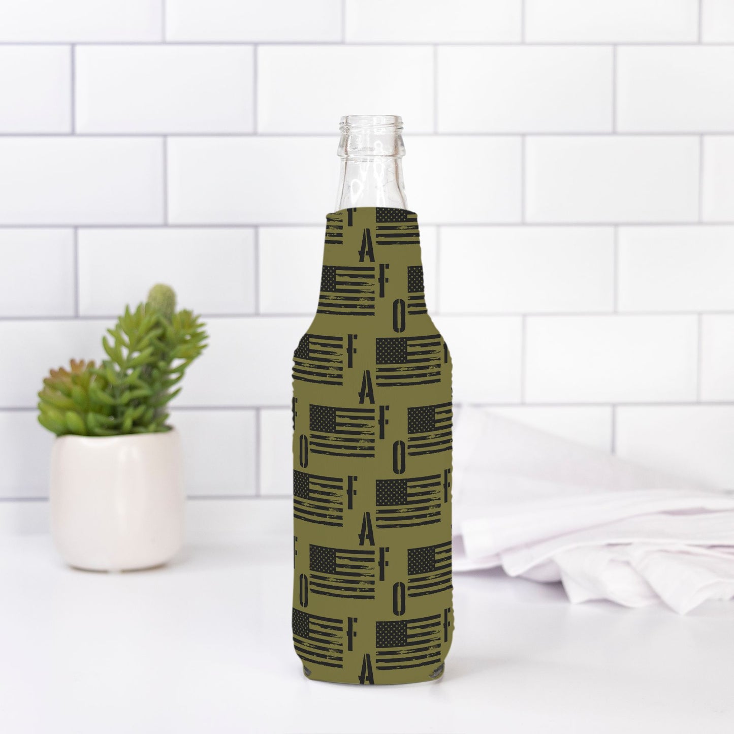 Print On Demand - Bottle Wrap - "FAFO American Flag" (Olive)