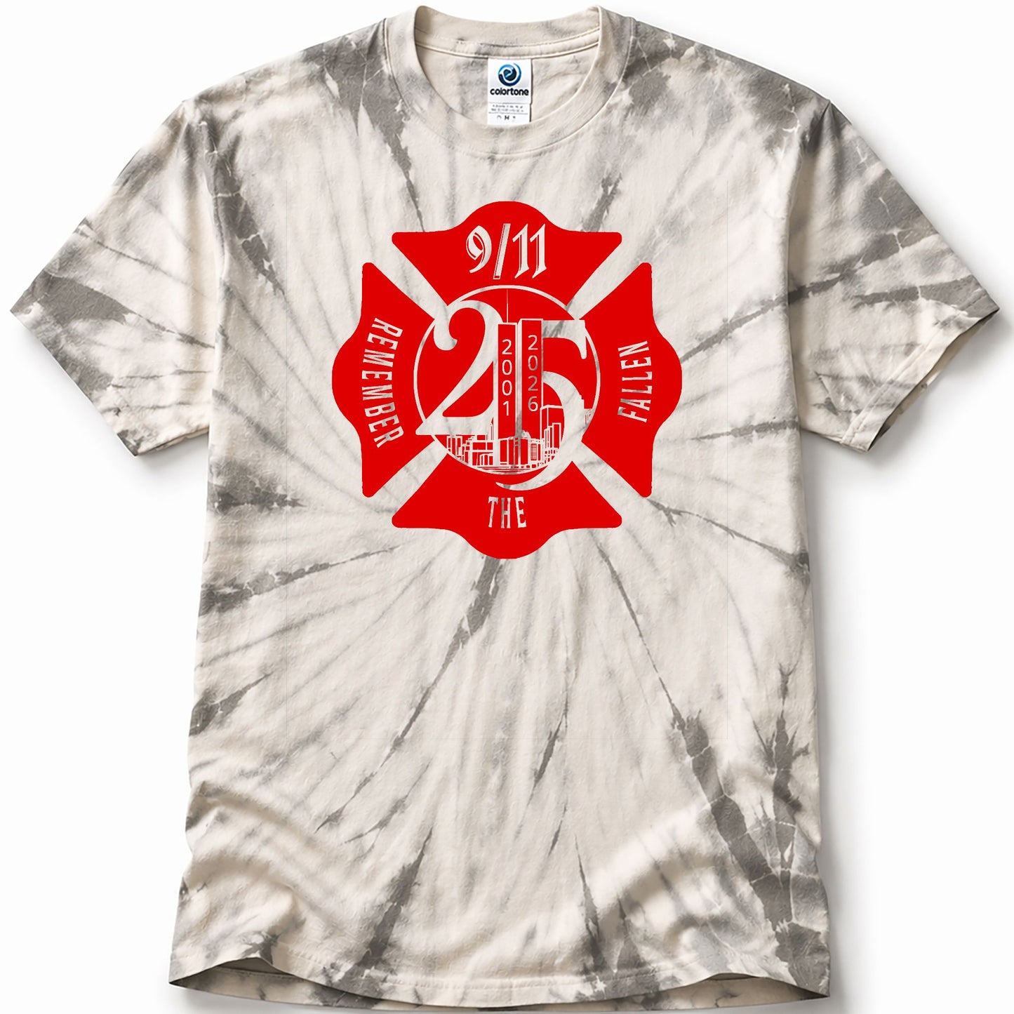 Colortone Tie Dye T-shirt - "Remember the Fallen" (Limited 9/11 25th Year Edition) (Red)
