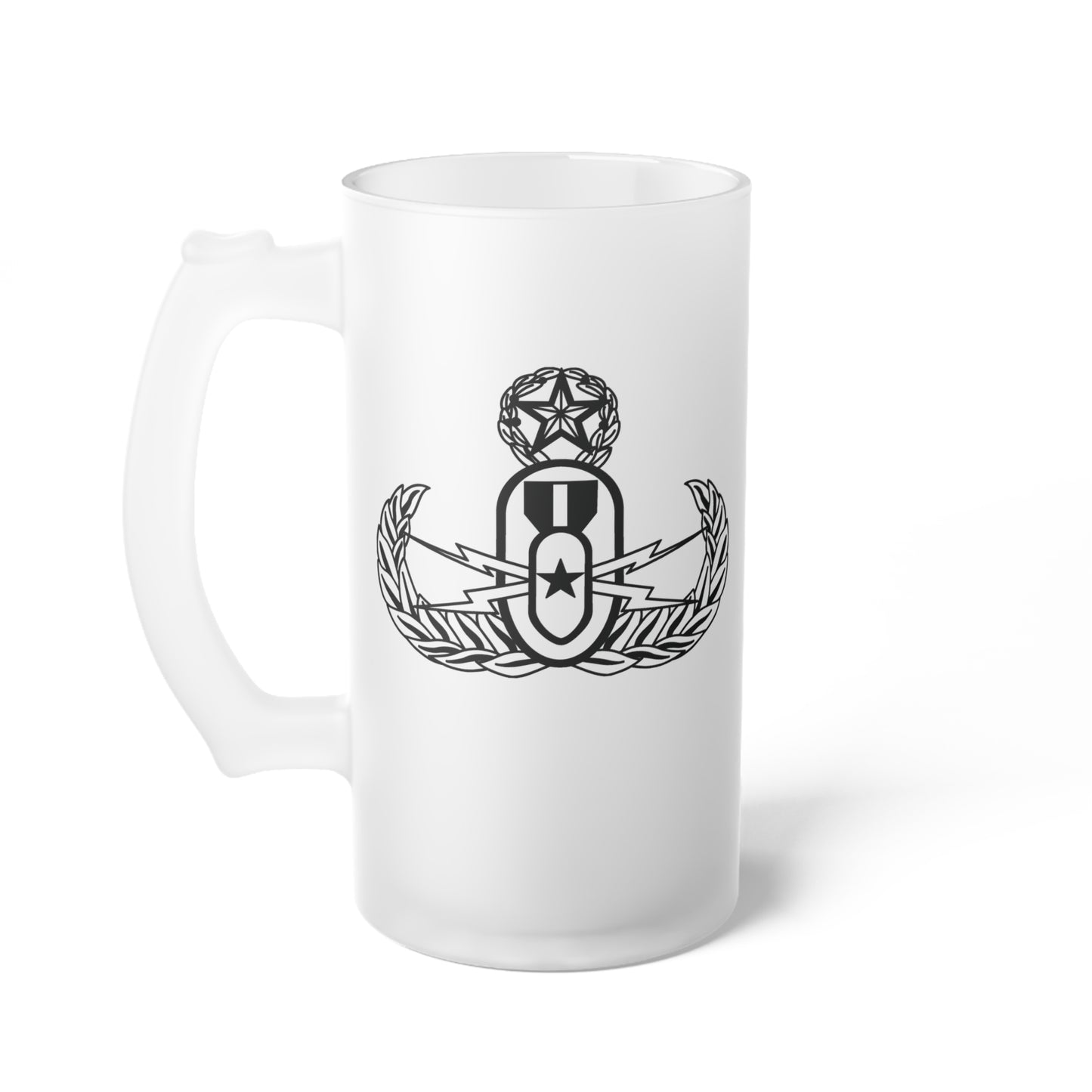 Frosted Glass Stein - "EOD Master Badge"