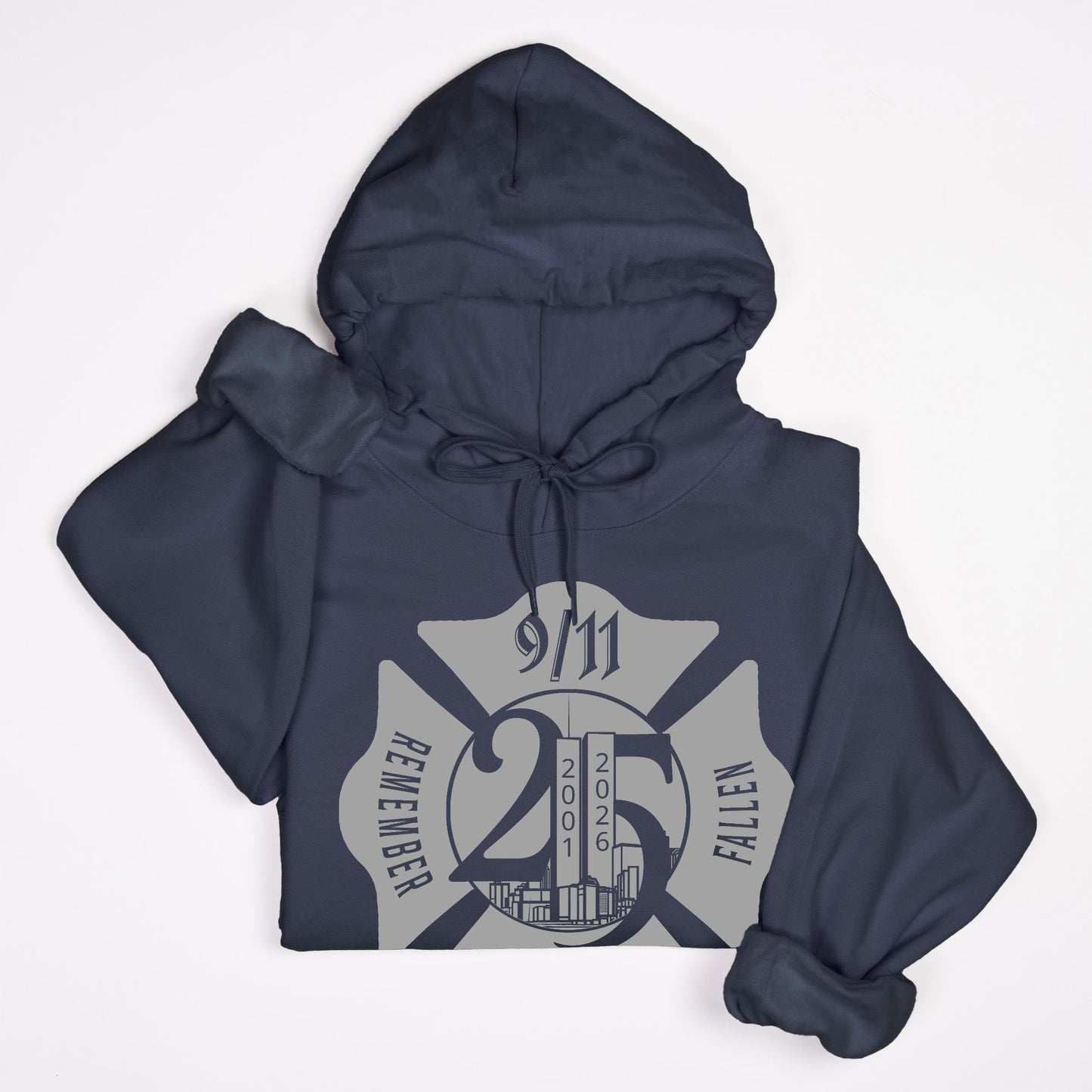 Hoodie - "Remember the Fallen"(Limited 9/11 25th Year Edition) (Grey on Navy)
