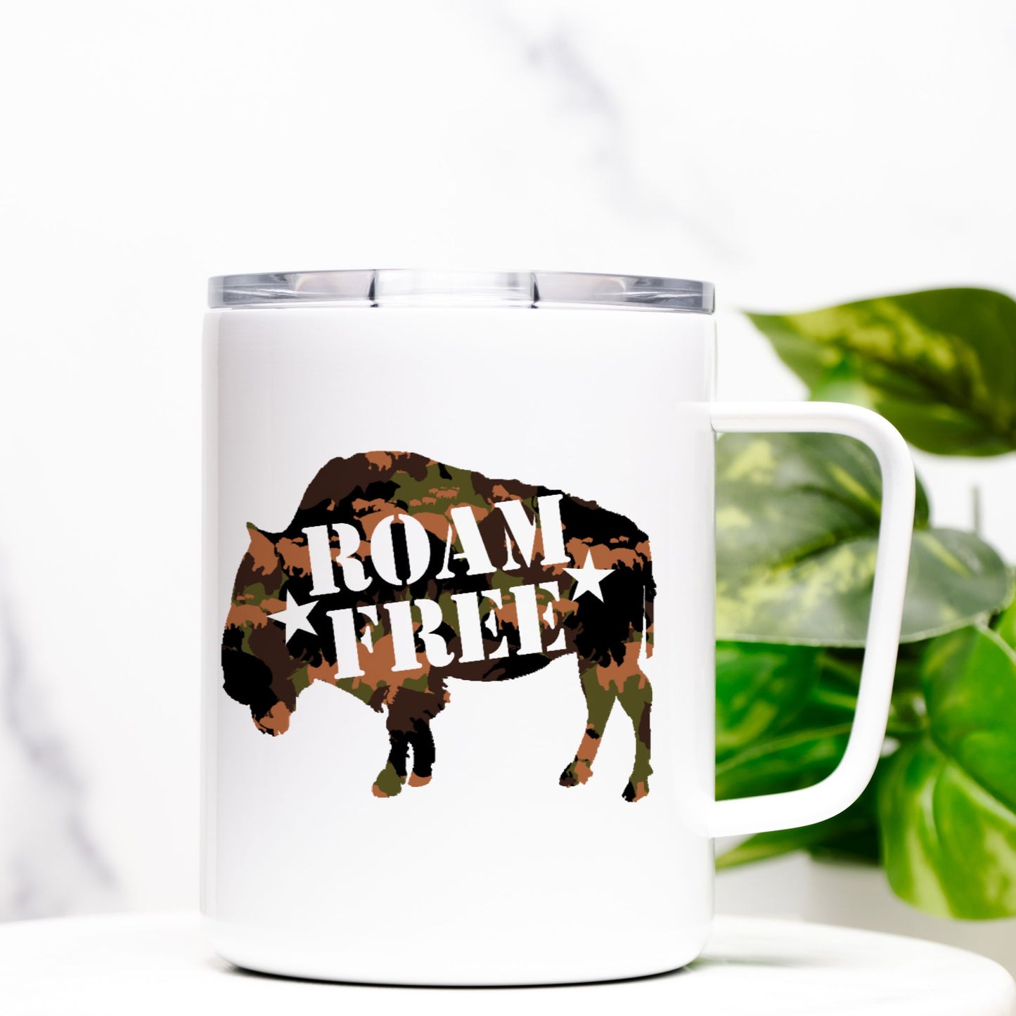 Travel Mug - "Roam Free Buffalo"