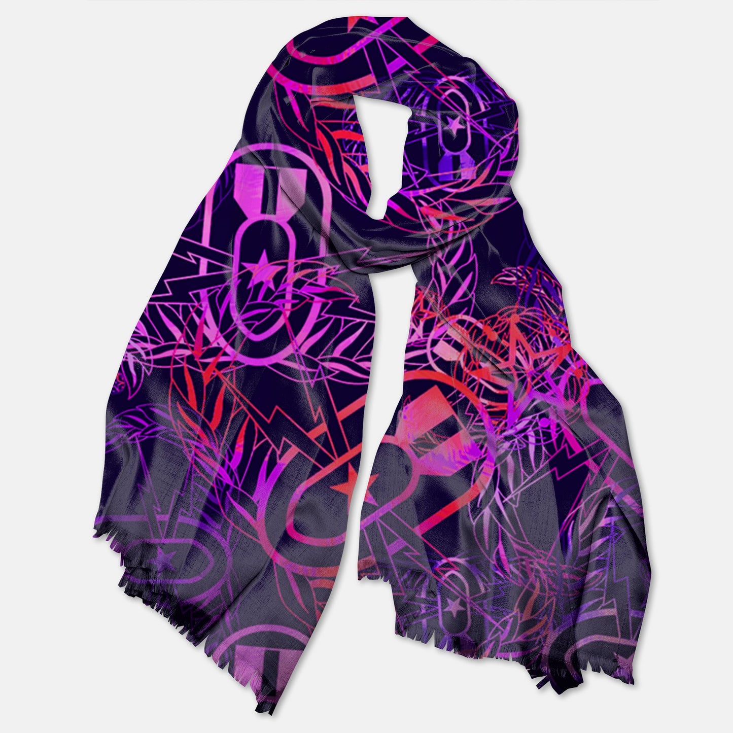 Pashmina Scarf - "It's 5 o'clock Somewhere" (Orange on Purple)