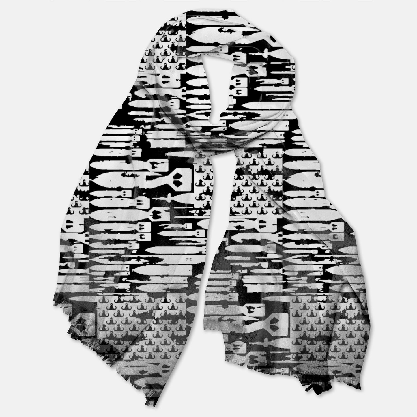 Pashmina Scarf - "EOD Bomb Flag" (White on Black)