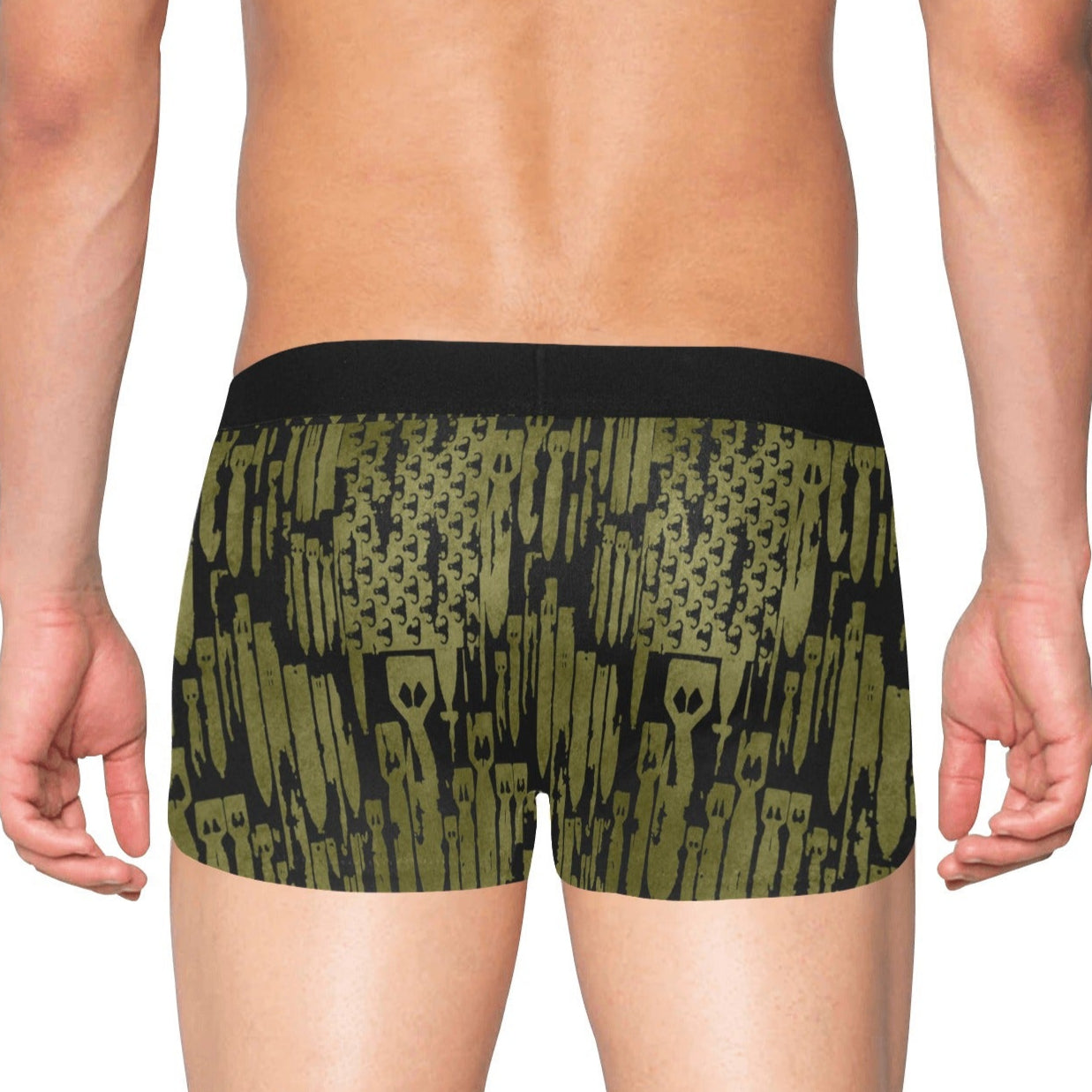 Men's Boxer Briefs with Fly - "EOD Bomb Flag" (OD Green on Black)