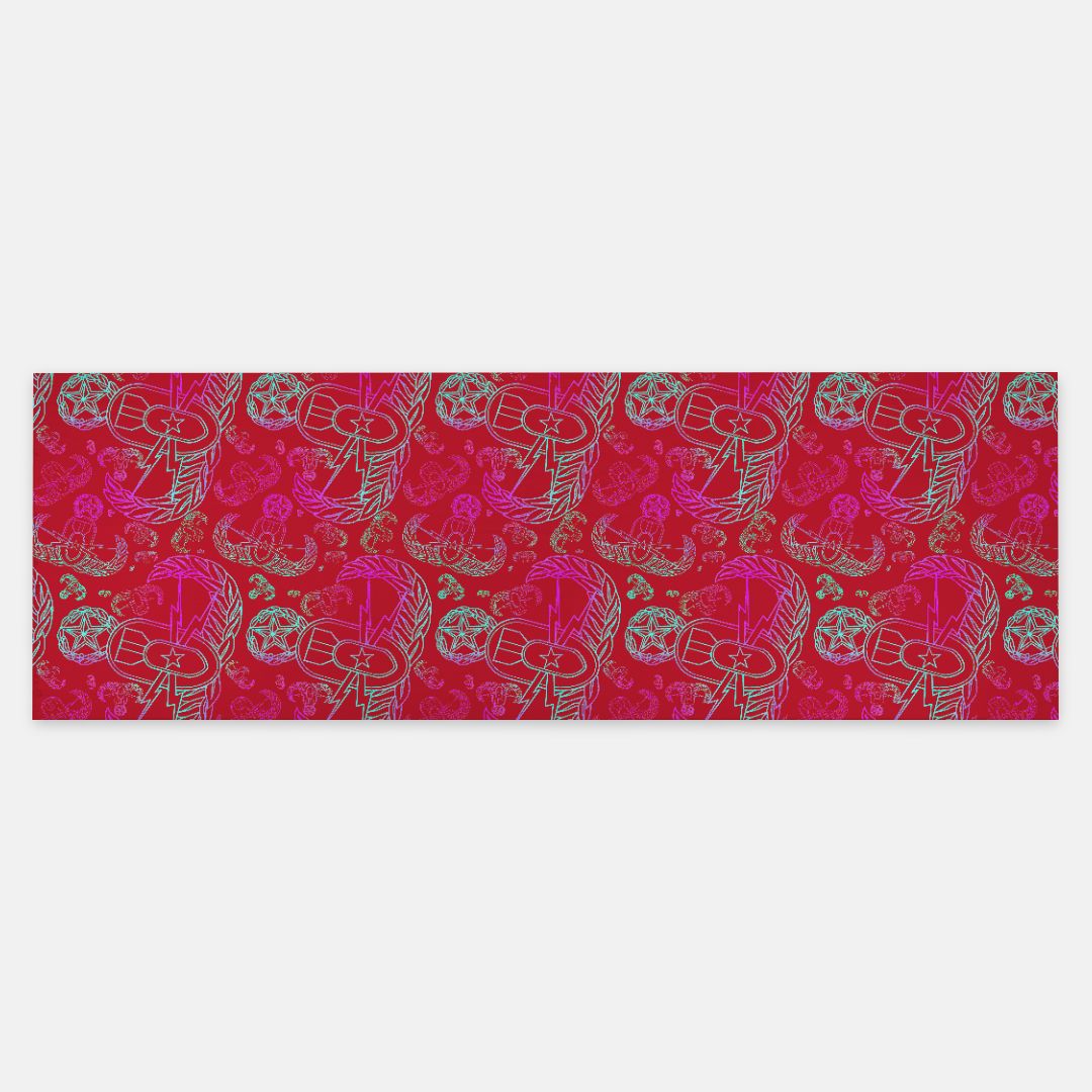 Pashmina Scarf - "EOD Mixed Badges" (Multi on Red)