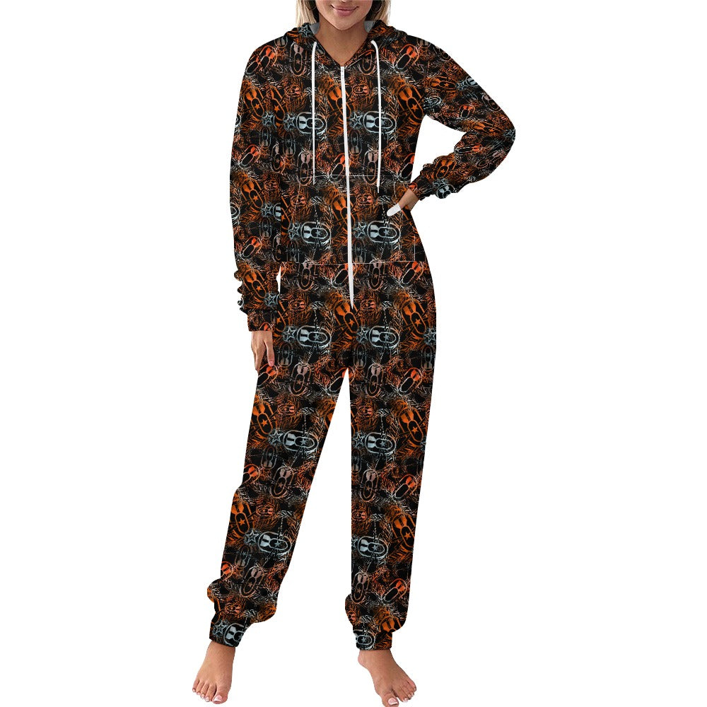 Adult Plush Onesie - "It's 5 o'clock Somewhere" (Orange on Black)