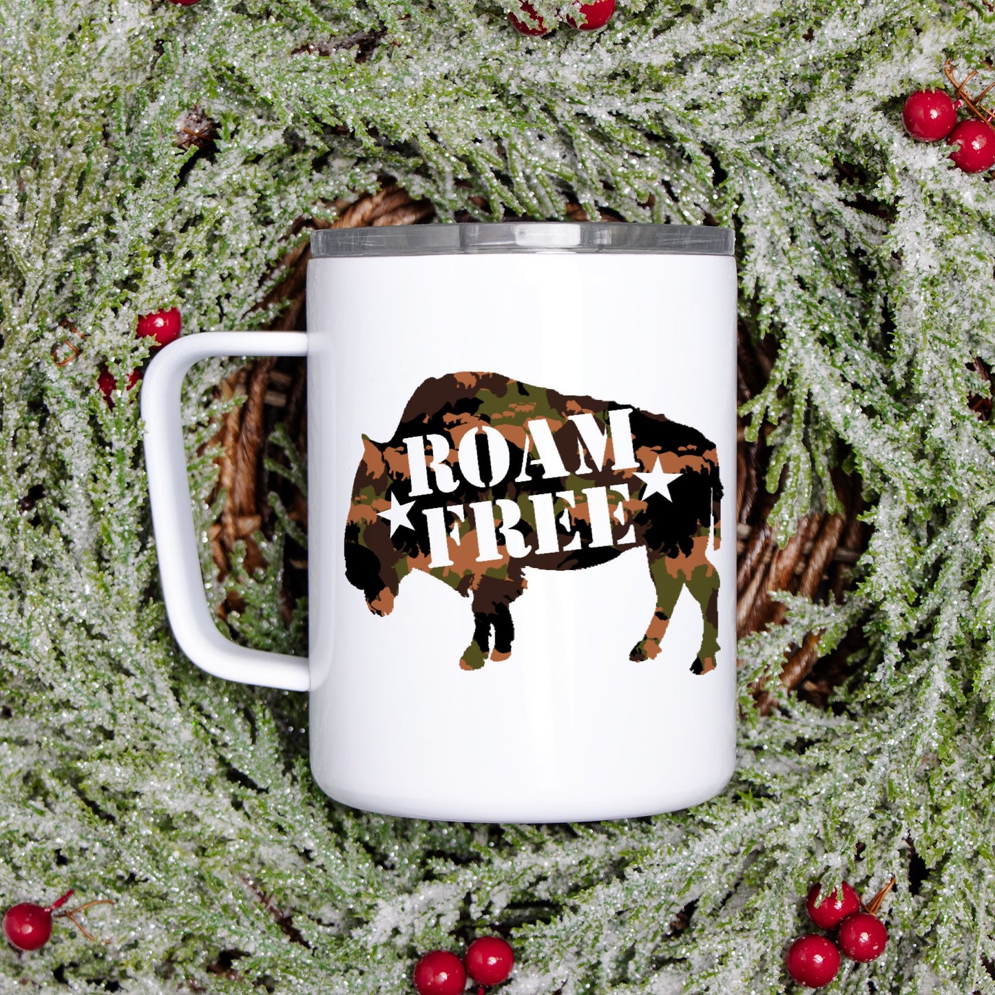 Travel Mug - "Roam Free Buffalo"