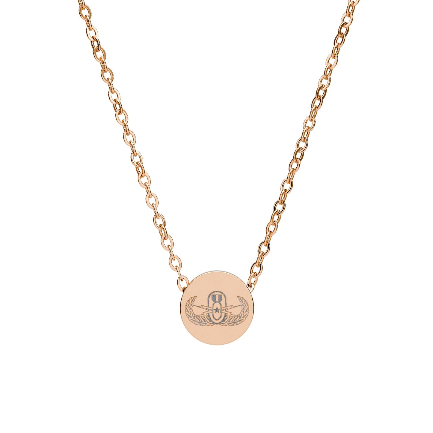 Engraved Mini Circle Necklace — "EOD Senior Badge"