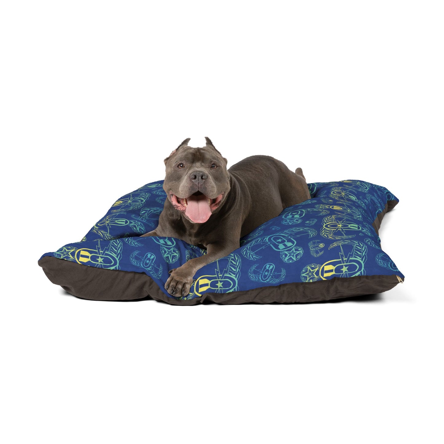 Pet Bed — "EOD BOMBre" (Blue/Turquoise/Yellow)
