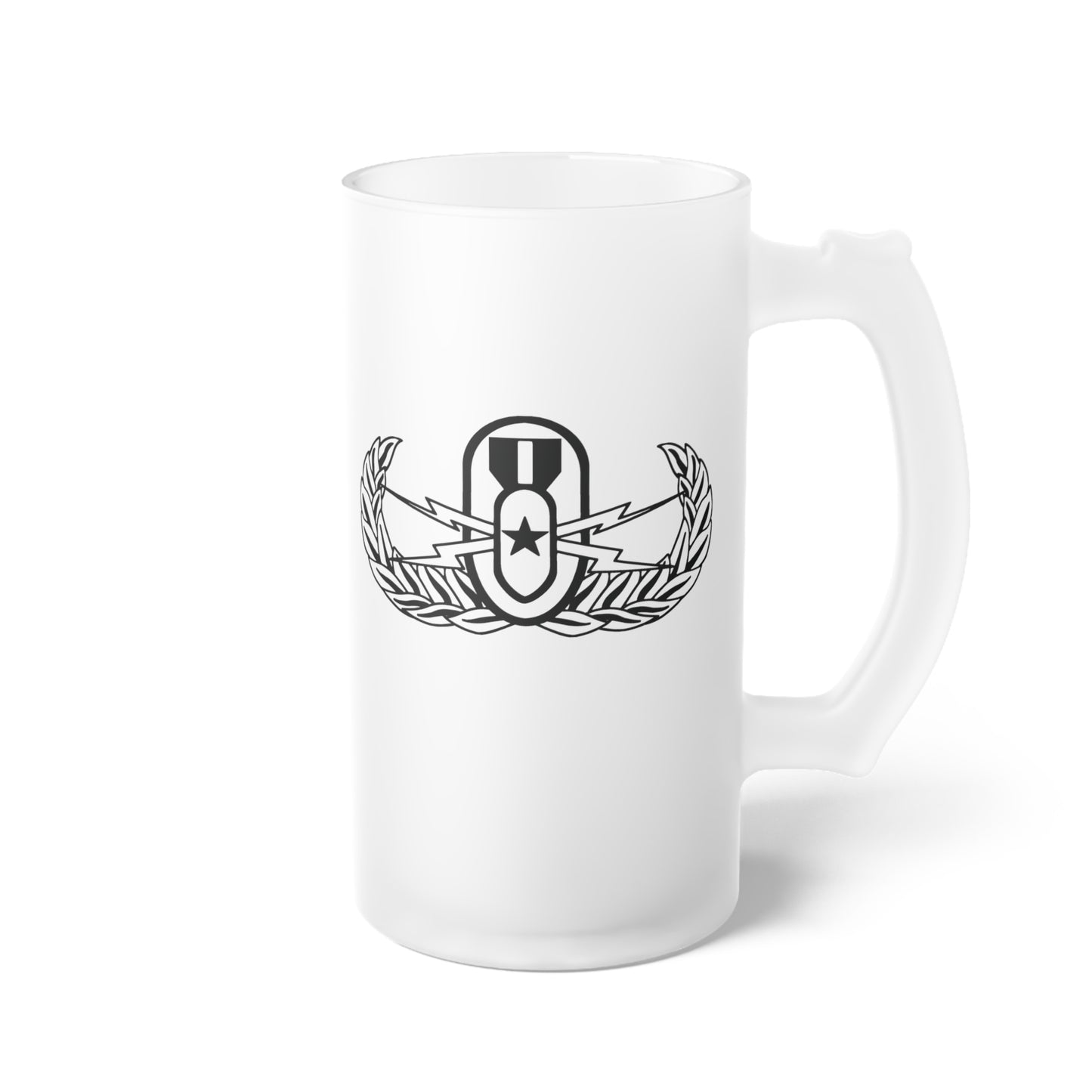 Frosted Glass Stein - "EOD Senior Badge"