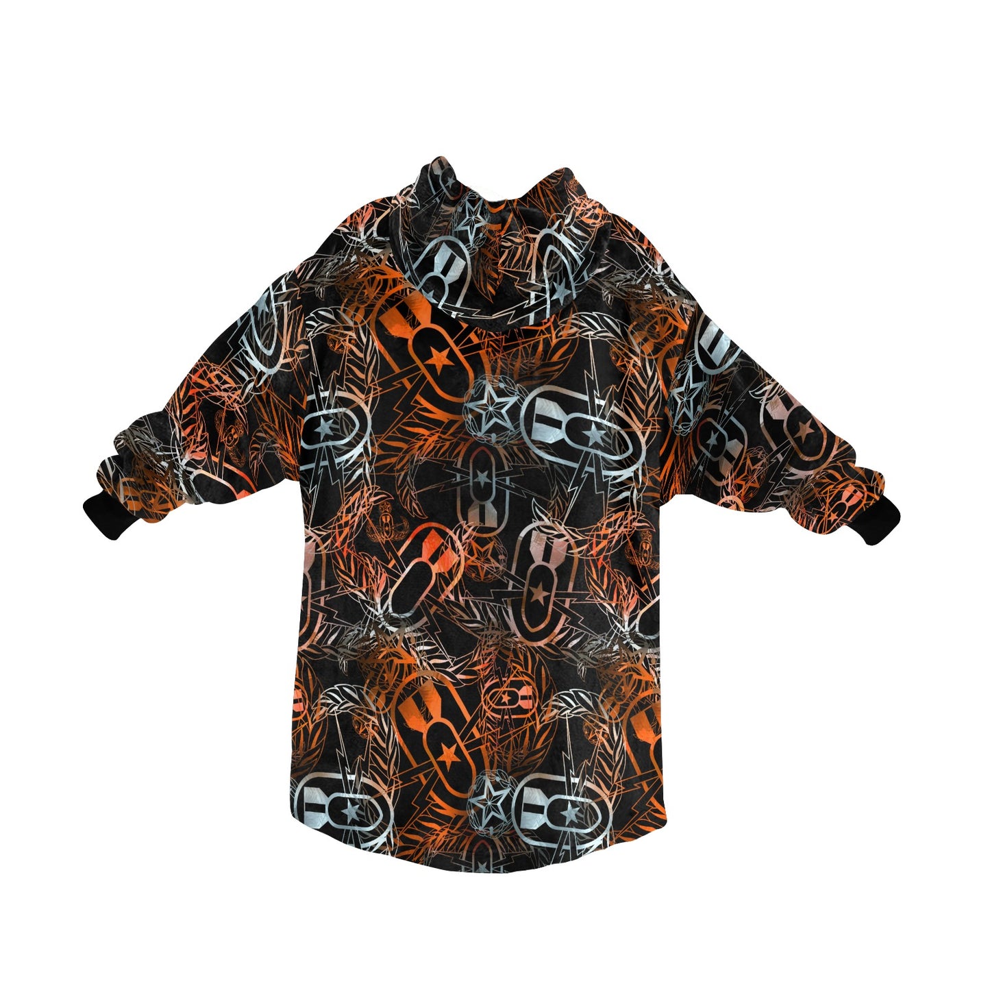 Oversized Sherpa Hooded Blanket (Adult) - "It's 5 o'clock Somewhere" (Orange on Black