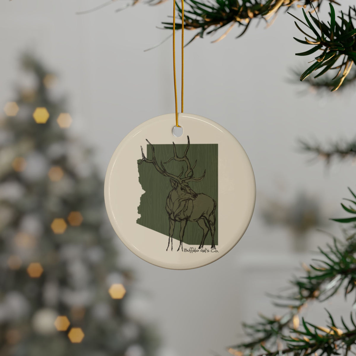Ornament - "AZ Elk" (Olive)
