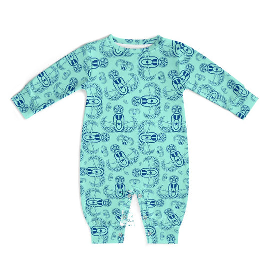 Baby Romper - "EOD Badges X 3" (Blue on Mint)