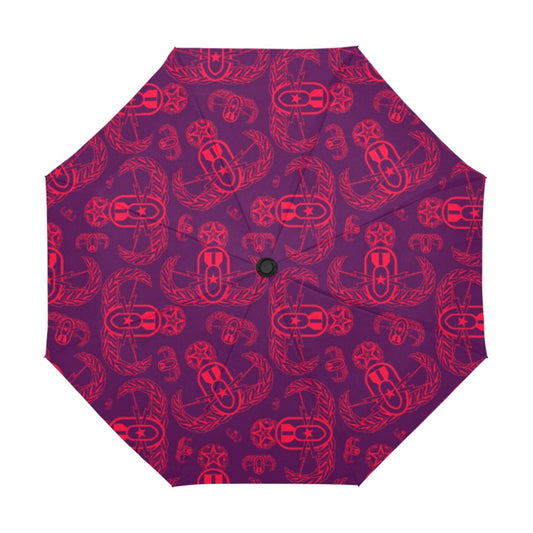 Umbrella - "EOD Badges X 3" (Coral on Maroon)