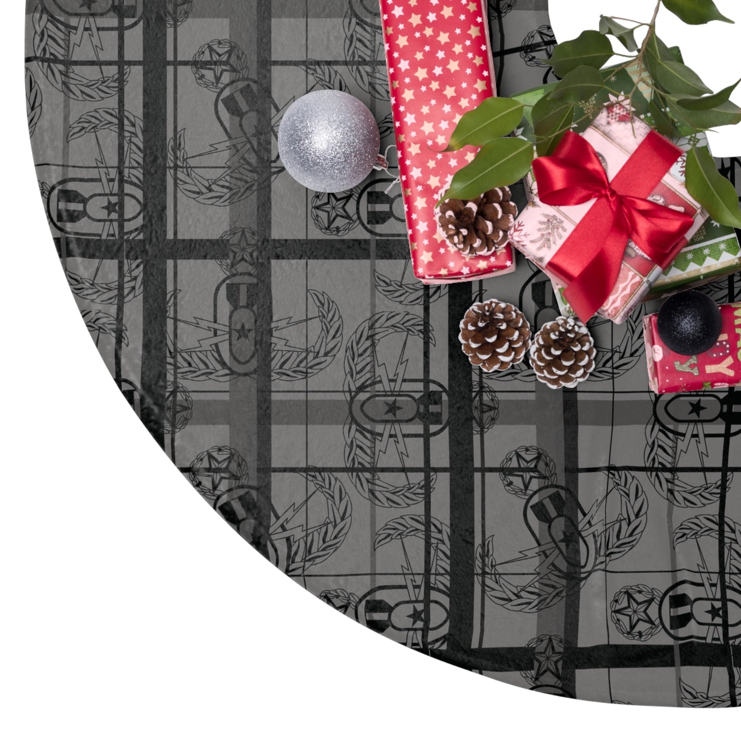 Tree Skirt — "EOD Plaid" (Grey)