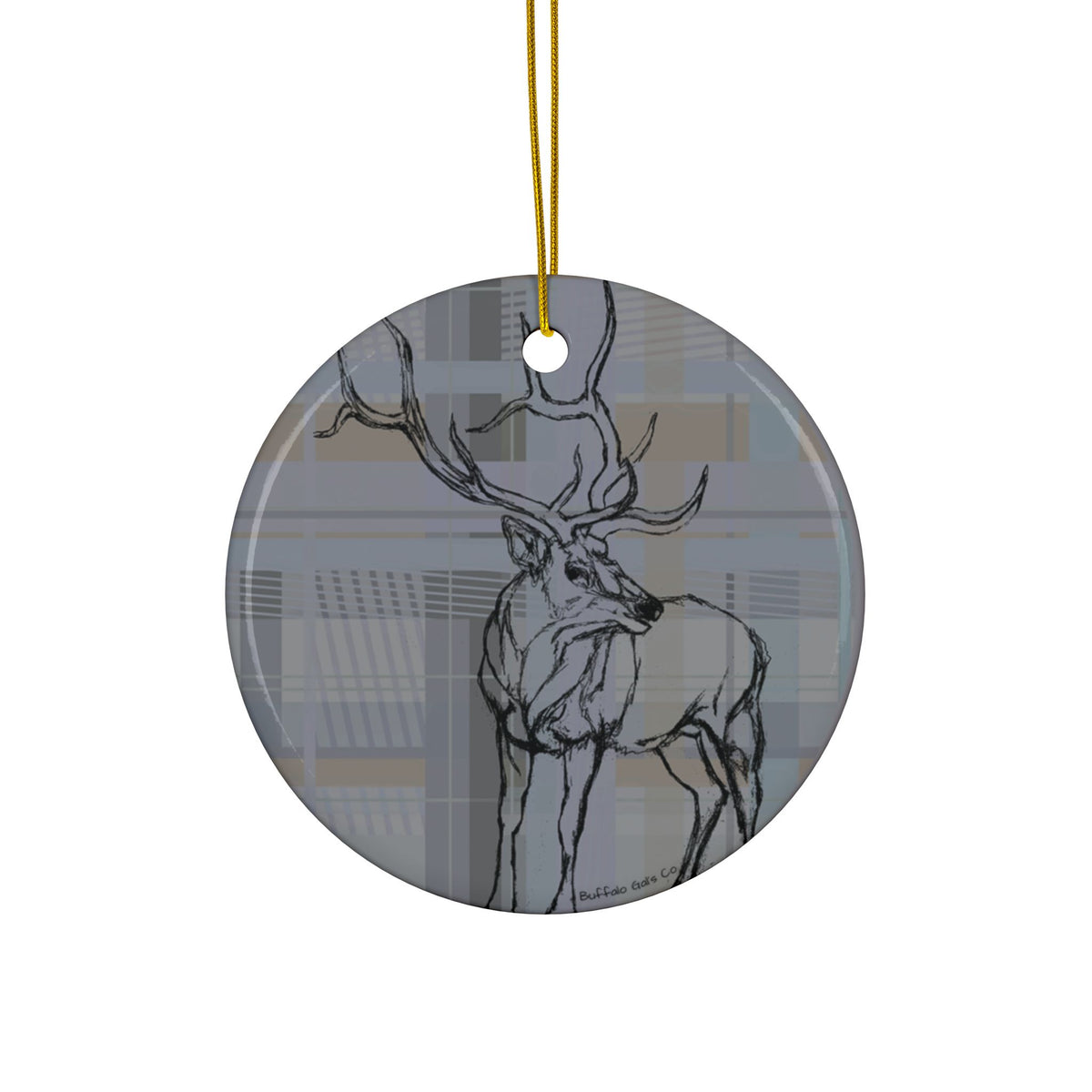 Ornament - "Elk on Plaid"