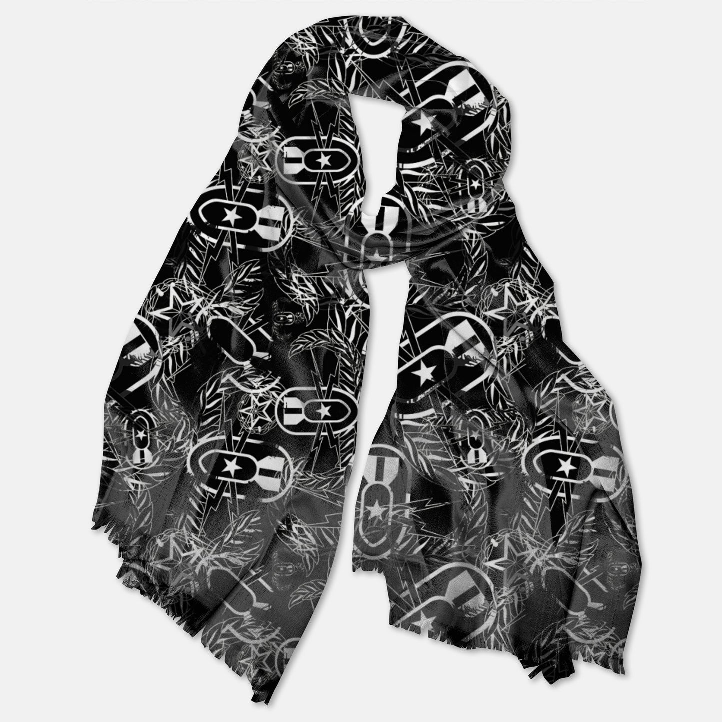 Pashmina Scarf - "It's 5 o'clock Somewhere" (White on Black)