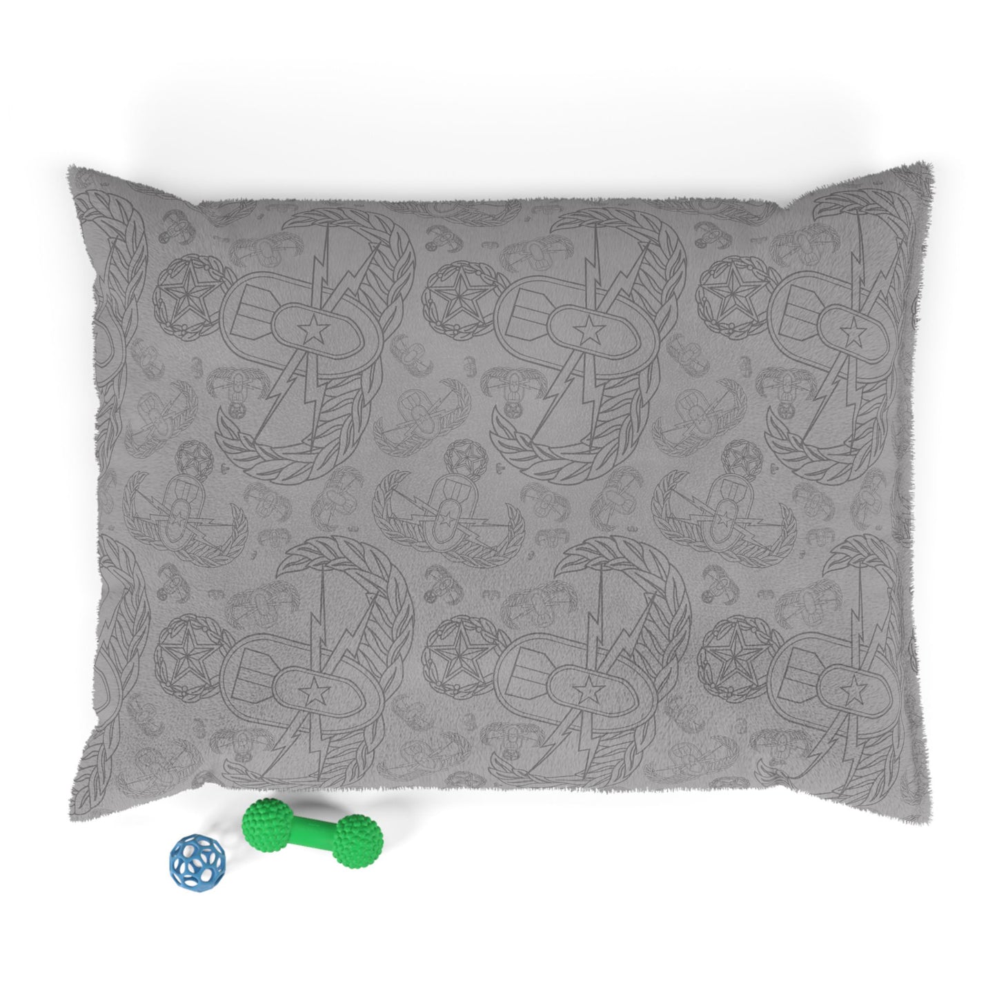 Pet Bed — "EOD Mixed Badges" (Greys)