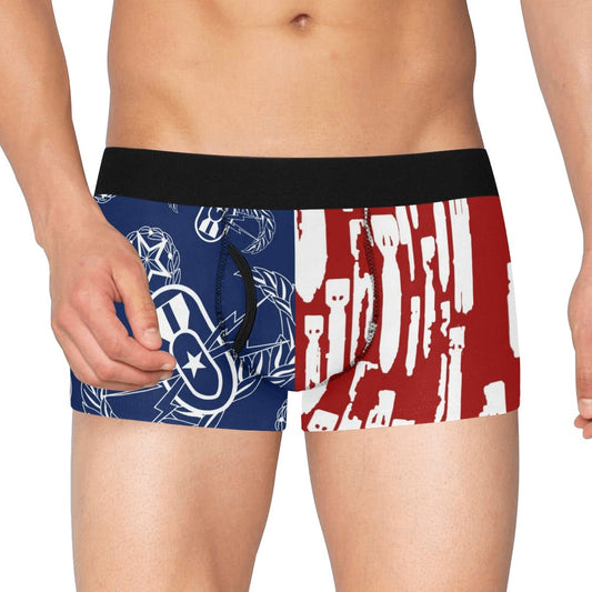 Men's Boxer Briefs with Fly - "EOD Red, White, & BOMB Flag"