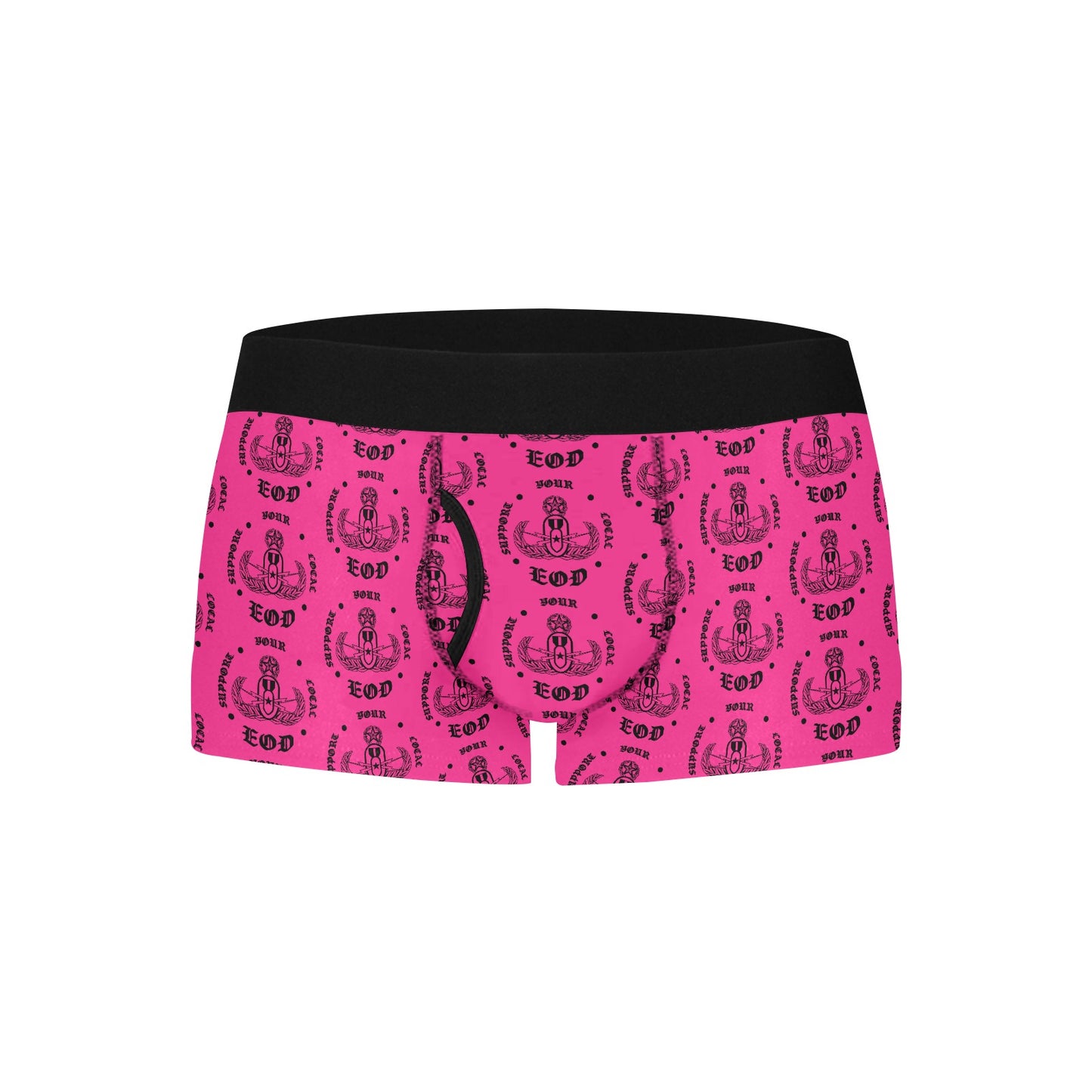 Men's Boxer Briefs with Fly - "Support Your Local EOD" (Pink)