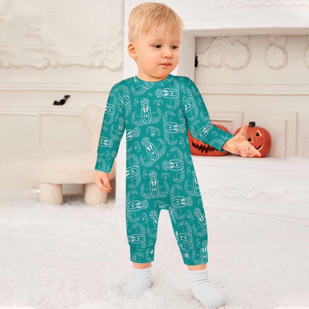 Baby Romper - "EOD Badges X 3" (Grey on Teal)