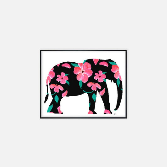 Print (11" x 14") - "Pink Petal Elephant"