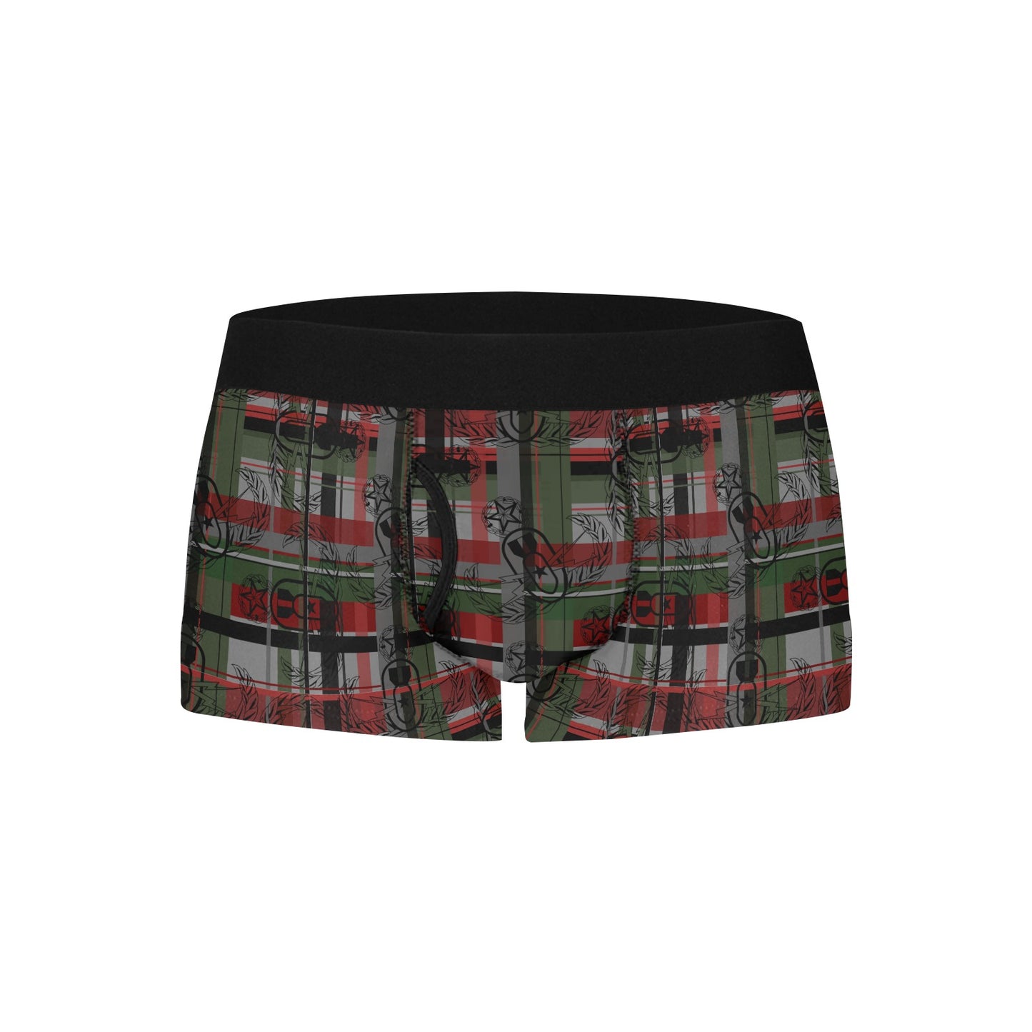 Men's Boxer Briefs with Fly - "EOD Flannel Plaid" (Red & Green)